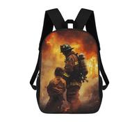 sinyumoney Stained Glass Desert Sunset Mochilas para niños, mochila escolar, mochila impresa en 3D para niños, mochila de viaje, bolsa de libros para niños, Firefighter And Child, 17"