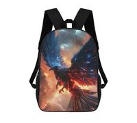sinyumoney Stained Glass Desert Sunset Mochilas para niños, mochila escolar, mochila impresa en 3D para niños, mochila de viaje, bolsa de libros para niños, Fiery Phoenix, 17"