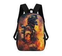 sinyumoney Stained Glass Desert Sunset Mochilas para niños, mochila escolar, mochila impresa en 3D para niños, mochila de viaje, bolsa de libros para niños, Firefighter In Action, 17"