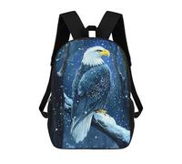 sinyumoney Stained Glass Desert Sunset Mochilas para niños, mochila escolar, mochila impresa en 3D para niños, mochila de viaje, bolsa de libros para niños, Bald Eagle In Winter, 17"