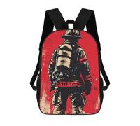 sinyumoney Stained Glass Desert Sunset Mochilas para niños, mochila escolar, mochila impresa en 3D para niños, mochila de viaje, bolsa de libros para niños, Silueta de fuego, 17"