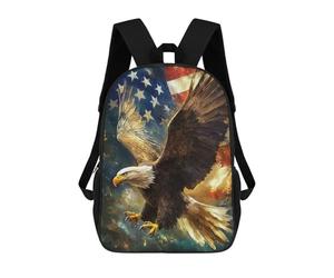 sinyumoney Stained Glass Desert Sunset Mochilas para niños, mochila escolar, mochila impresa en 3D para niños, mochila de viaje, bolsa de libros para niños, American Bald Eagle, 17"