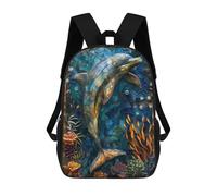 sinyumoney Stained Glass Dolphin Mochila Infantil, Mochila Escolar Infantil, Mochilas Escolares Impresas En 3D Para Niños Y Estudiantes Adolescentes 17inch