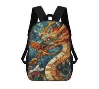 sinyumoney Stained Glass Dragon Artwork Mochila Escolar De Moda, Mochila Para Material Escolar, Mochila Impermeable Informal Para Hombres/mujeres 17inch