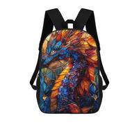 sinyumoney Stained Glass Dragon Mochila Escolar Para Niñas Y Niños, Mochilas De Gran Capacidad, Mochilas Ligeras Para Niños Y Estudiantes 17inch