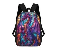 sinyumoney Stained Glass Dragon Mochila Infantil, Mochila Escolar Impresa En 3D, Mochila Para Niños Y Niñas, Mochila Escolar Ajustable Para La Escuela Primaria 17inch