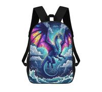 sinyumoney Stained Glass Dragon Over Ocean Mochila De Moda Para Papelería, Impermeable, Informal, Para Adolescentes, Niños, Mujeres Y Hombres 17inch