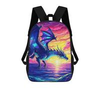 sinyumoney Stained Glass Dragon Over Water Mochila Mochila Informal Mochila De Día Para La Escuela, El Trabajo Y Los Viajes 17inch