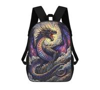 sinyumoney Stained Glass Dragon Roaring on Mountain Mochila Escolar Impresa En 3D Para Niños Y Niñas, Mochila Para Portátil Para Niños/estudiantes/adultos 17inch