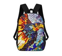 sinyumoney Stained Glass Eagle Mosaic Art Mochila Escolar Infantil Impresa En 3D Para Niños, Mochilas De Viaje De Alta Capacidad, Bolsas Para Libros, Mochila Escolar Infantil 17inch