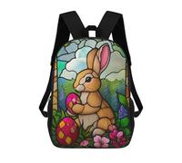 sinyumoney Stained Glass Easter Bunny Mochilas Impresas En 3D Para Niños, Mochila Escolar, Mochila Informal Para Exteriores, Mochila Informal De Moda Para Niños, Lindas Bolsas De Viaje 17inch
