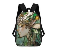 sinyumoney Stained Glass Fairy Portrait Mochilas Impresas En 3D 17inch Mochila Escolar Infantil Para Exteriores, Mochila Informal De Día, Bolsas De Viaje Informales Para Estudiantes De Secundaria