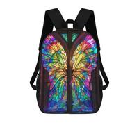 sinyumoney Stained Glass Fairy Wings Mochila, Mochila Infantil, Mochila Escolar Para Estudiantes, Mochila Para Libros, Mochila Escolar Impresa En 3D Para Niños Y Niñas 17inch