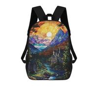 sinyumoney Stained Glass Fantasy Landscape with Castle Mochila Infantil Para Niñas, Mochila Escolar 3D, Mochila Para Niños Pequeños, Mochila Informal De Día, Mochila Escolar De Moda 17inch