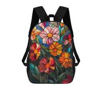 sinyumoney Stained Glass Flowers Mochila Escolar Para Niños Mochila Escolar Impresa En 3D Mochila Escolar De Moda Para Niños De Primaria Y Secundaria 17inch