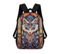 sinyumoney Stained Glass Fox Mochila Escolar Mochilas Escolares Para Niñas Y Niños Mochila Con Bolsillo Mochila Escolar De Moda Para Niños 17inch