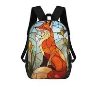 sinyumoney Stained Glass Fox Mochila Infantil Para Niñas Y Niños, Mochila De Día, Escuela Primaria, Perfecta Para La Vuelta Al Cole O Educación Física, Regalos Y Viajes 17inch
