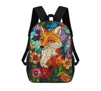 sinyumoney Stained Glass Fox Mochilas Infantiles Impresas En 3D, Mochilas De Moda Informales, Mochilas De Viaje Bonitas, Mochilas Informales Para Exteriores Para Niños Y Niñas 17inch