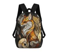 sinyumoney Stained Glass Fox Mochilas Para Niños Mochilas Escolares Mochila Escolar Para Niños Impresa En 3D Mochilas De Viaje De Moda Para Niños De Primaria Y Secundaria 17inch