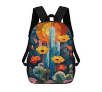sinyumoney Stained Glass Garden Scene Mochila Escolar Para Institutos De Secundaria Mochila Informal - Perfecta Para Viajes, Trabajo Y Uso Diario 17inch