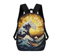 sinyumoney Stained Glass Great Wave Mochilas Mochilas Infantiles Mochila Escolar Mochila Escolar Infantil Impresa En 3D Mochilas De Viaje De Moda Para Niños De Primaria Y Secundaria 17inch