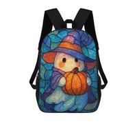 sinyumoney Stained Glass Halloween Ghost with Pumpkin Mochila Escolar, Mochila De Viaje, Mochila Universitaria, Mochilas Para El Campus, Viajes Al Aire Libre, Deportes 17inch