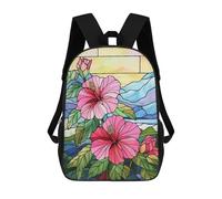 sinyumoney Stained Glass Hibiscus Mochilas De Moda Impresas En 3D 17inch Mochila Escolar Informal Para Niños De Primaria Y Secundaria