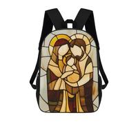 sinyumoney Stained Glass Holy Family Mochila Infantil De Moda Divertida Mochila Escolar Para Niños Y Adolescentes Con Impresión 3D Para Niños 17inch