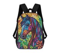 sinyumoney Stained Glass Horse Mochila Escolar Mochila Para Niños Impresa En 3D Mochilas Infantiles Para Niños Y Niñas Mochilas Escolares Mochilas De Viaje Para Niños 17inch