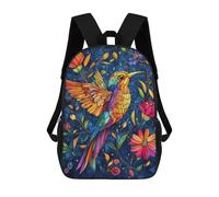 sinyumoney Stained Glass Hummingbird Garden Mochilas Escolares, De Viaje Y Universitarias Para Hombres, Mujeres Y Adolescentes 17inch