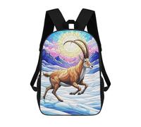 sinyumoney Stained Glass Ibex in Winter Landscape Mochila Infantil Para Niñas Y Niños, Mochila De Día, Escuela Primaria, Perfecta Para La Vuelta Al Cole O Educación Física, Regalos Y Viajes 17inch