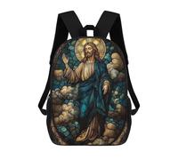 sinyumoney Stained Glass Jesus Mochila Escolar Informal Para El Día A Día, Ideal Para El Trabajo, El Colegio, El Camping, Las Aventuras Al Aire Libre Y Los Viajes Diarios 17inch
