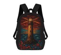sinyumoney Stained Glass Lighthouse Scene Mochila Infantil, Mochila Escolar Impresa En 3D, Mochila Para Niños Y Niñas, Mochila Escolar Ajustable Para La Escuela Primaria 17inch
