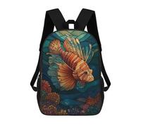 sinyumoney Stained Glass Lionfish Ocean Mochila Escolar Para Niñas Mochila Impermeable Mochila Informal De Día Mochila Ligera Para Niño Y Niña Mochila Escolar 17inch