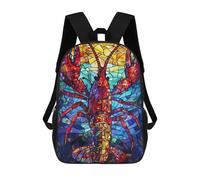 sinyumoney Stained Glass Lobster Artwork Mochila Escolar De 17 Pulgadas Para Adolescentes, Con Estampado 3D, Ajustable Y Con Bolsillos, Ideal Para Niños, Niñas Y Estudiantes.