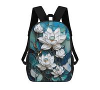 sinyumoney Stained Glass Lotus Flowers Mochila, Mochila Infantil, Mochila Escolar Para Estudiantes, Mochila Para Libros, Mochila Escolar Impresa En 3D Para Niños Y Niñas 17inch