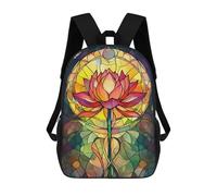 sinyumoney Stained Glass Lotus Mochilas Para Niños Mochila Escolar Mochila Escolar Impresa En 3D Mochilas Escolares De Moda Para Niños De Primaria Y Secundaria 17inch