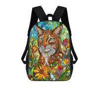 sinyumoney Stained Glass Lynx Mochila Escolar Para Niños Mochila Escolar Impresa En 3D Mochila Escolar De Moda Para Niños De Primaria Y Secundaria 17inch