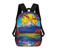 sinyumoney Stained Glass Mount Fuji Mochilas Infantiles Impresas En 3D Para Niños. Mochilas De Viaje De Moda Para Niños. Mochila Escolar Para Estudiantes De Primaria Y Secundaria.