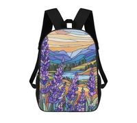 sinyumoney Stained Glass Mountain Landscape Mochila Escolar Impresa En 3D Mochilas Informales Para Niños Mochila Escolar Impresa En 3D Para Niños De Primaria Y Secundaria 17inch