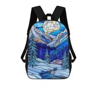 sinyumoney Stained Glass Mountain Scene Mochila Escolar Ligera Para Aeropuerto, Estudiantes Universitarios, Mochila Para Hombres, Mujeres Y Adolescentes 17inch
