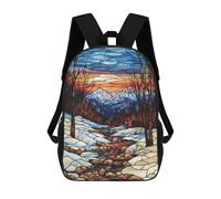 sinyumoney Stained Glass Mountain Stream Mochila Escolar, Mochila De Viaje, Mochila Universitaria, Mochilas Para El Campus, Viajes Al Aire Libre, Deportes 17inch