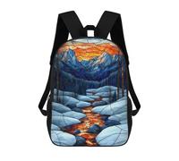 sinyumoney Stained Glass Mountain Stream Mochilas Impresas En 3D Para Niños, Mochila Escolar, Mochila Informal Para Exteriores, Mochila Informal De Moda Para Niños, Lindas Bolsas De Viaje 17inch