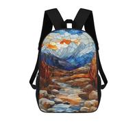sinyumoney Stained Glass Mountain Sunset Mochila Escolar Impermeable Para Ordenador Portátil Para Adolescentes, Chicas, Chicos, Mujeres Y Hombres 17inch