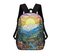 sinyumoney Stained Glass Mountain Sunset Mochila Escolar Para Niñas Mochila Impermeable Mochila Informal De Día Mochila Ligera Para Niño Y Niña Mochila Escolar 17inch