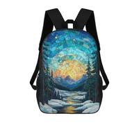 sinyumoney Stained Glass Mountain Sunset Mochila Infantil Para Niñas Y Niños, Mochila De Día, Escuela Primaria, Perfecta Para La Vuelta Al Cole O Educación Física, Regalos Y Viajes 17inch