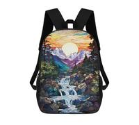 sinyumoney Stained Glass Mountain Sunset Mochilas Escolares Para La Escuela Secundaria, Preparatoria, Universidad Y Viajes Para Niños/niñas/adolescentes 17inch