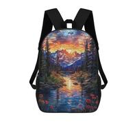 sinyumoney Stained Glass Mountain Sunset Mochilas Infantiles Escolares Impresas En 3D, Mochilas Para Niños, Mochilas De Viaje Para Niños Y Niñas, Mochilas Escolares Para Niños 17inch