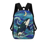 sinyumoney Stained Glass Orca Mochila Infantil, Mochila Escolar Impresa En 3D, Mochila Para Niños Y Niñas, Mochila Escolar Ajustable Para La Escuela Primaria 17inch