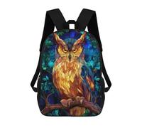 sinyumoney Stained Glass Owl Mochila Infantil De Moda Divertida Mochila Escolar Para Niños Y Adolescentes Con Impresión 3D Para Niños 17inch